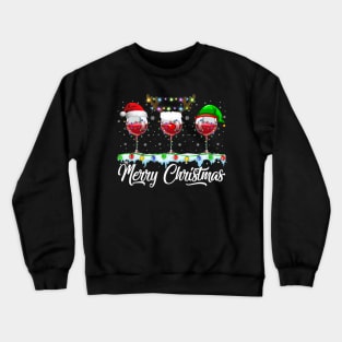 Red Wine Glass Santa Hat Xmas Funny Christmas Crewneck Sweatshirt